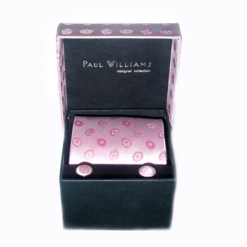 Pink silk tie and cufflink set