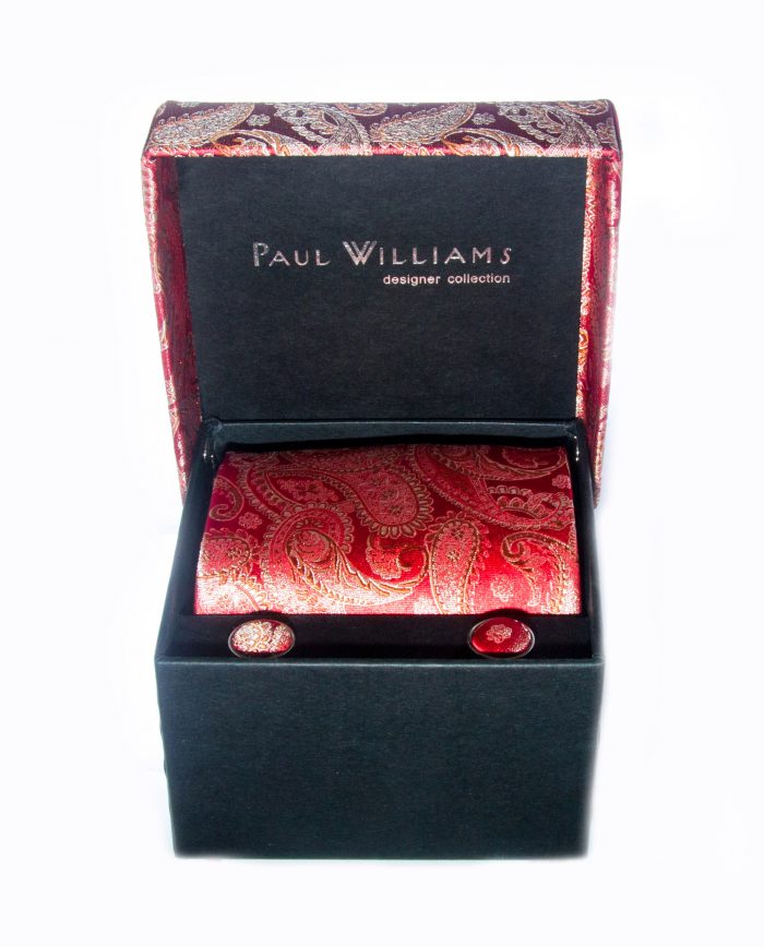 Red Silk Tie and Cuff Link Set